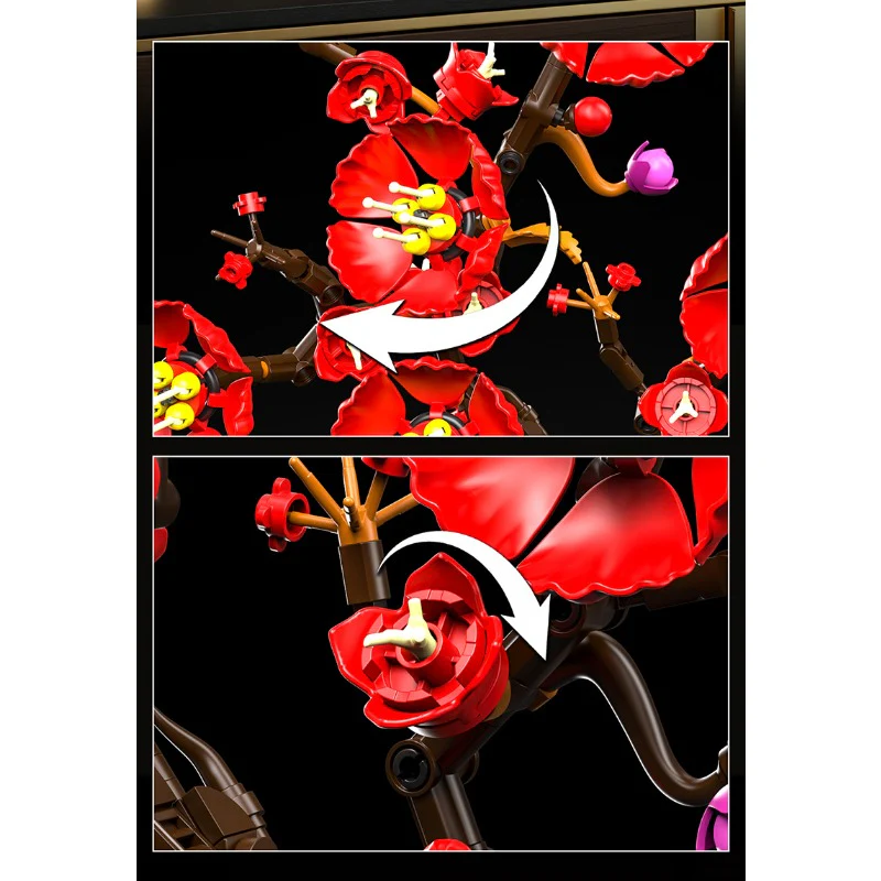 599pcs  MJi 13116/13117/13118/13119 Plum Blossom,Bird of Paradise,Cotton Rose,Dragon Claw Chrysanthemum - Image 9