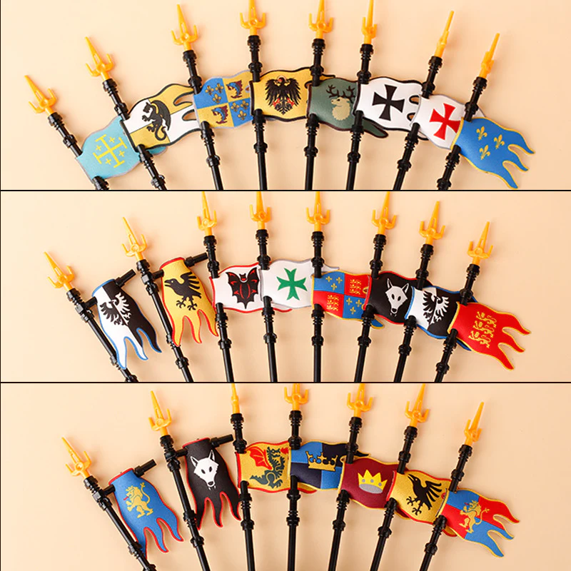 5pcs-MOC Medieval Military Knight Soldier Flag Castle - Image 3