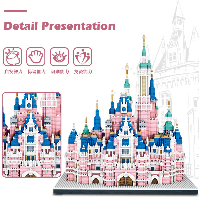 6300PCS 01063 Pink Fairy Castle（micro blocks） - Image 3