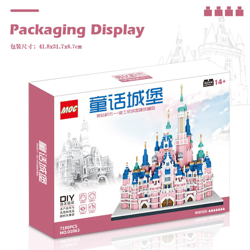 6300PCS 01063 Pink Fairy Castle（micro blocks） - Image 4