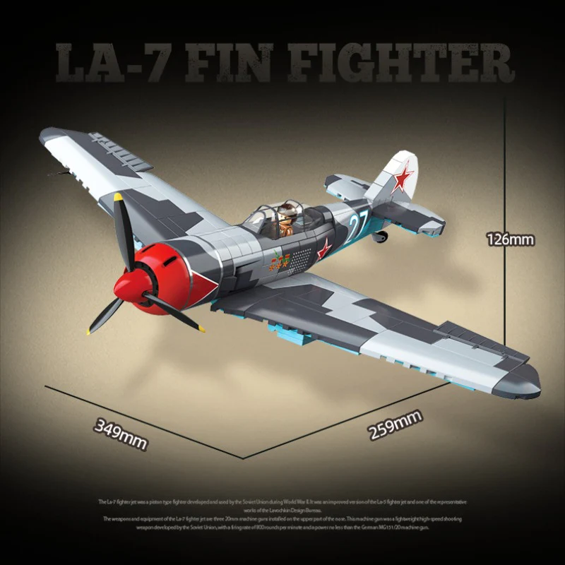 638pcs QUANGUAN 100286 LA-7 FIN FIGHTER - Image 3