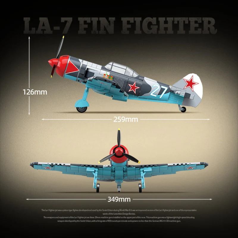 638pcs QUANGUAN 100286 LA-7 FIN FIGHTER - Image 5