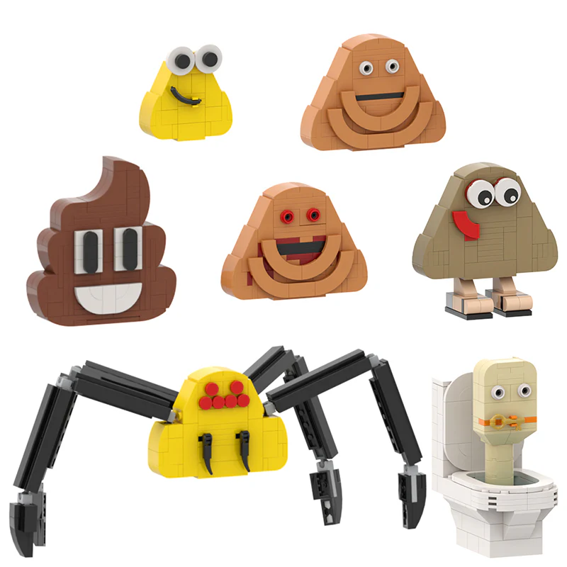644PCS MOC Bou's Revenge(Bou/Pou)Bou/Pou、Poulina、Poop Emoji and Toilet Head - Image 2