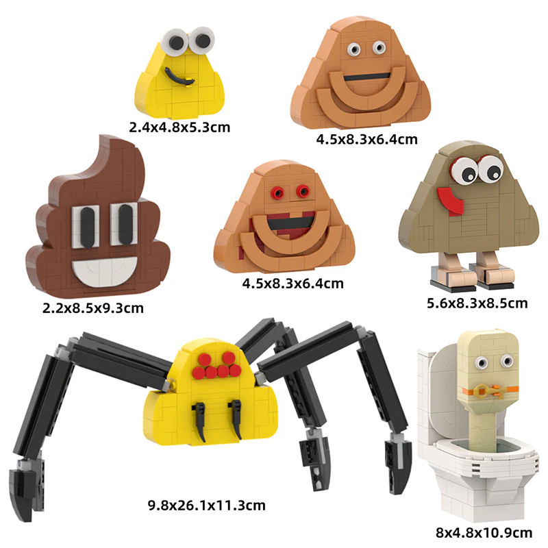 644PCS MOC Bou's Revenge(Bou/Pou)Bou/Pou、Poulina、Poop Emoji and Toilet Head - Image 6