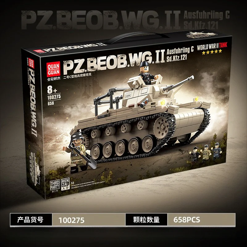 658pcs QUANGUAN 100275 PZ.BEOB.WG.II Ausfuhriing C Sd.Kfz.121 - Image 2