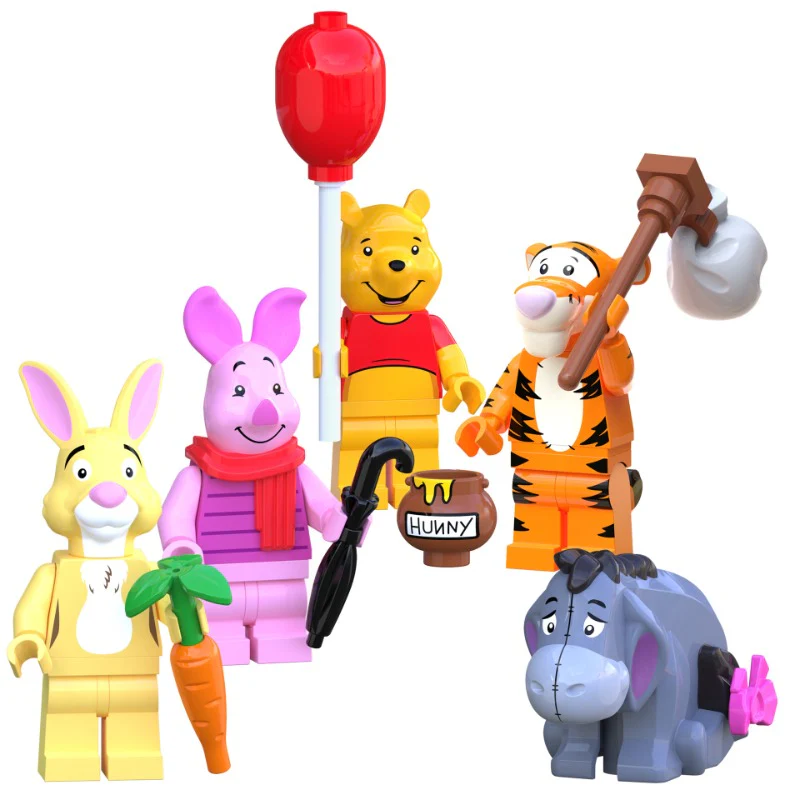 66001-66005 Cartoon Anime Winnie the Pooh Tigger Donkey Minifigures - Image 2