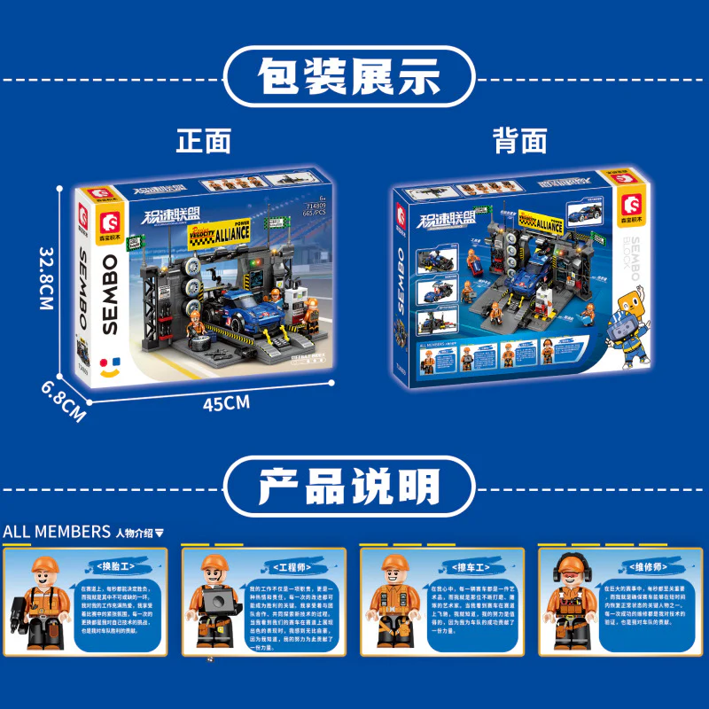 665 pcs SEMBO 714809 Racing track supply point scene - Image 2
