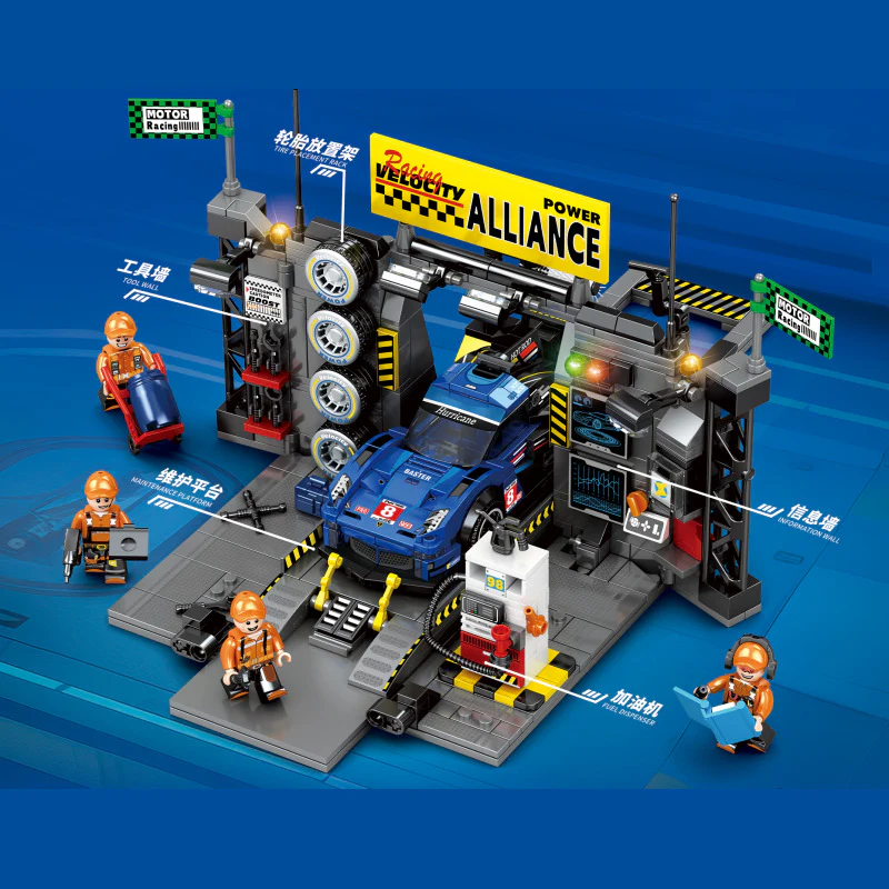 665 pcs SEMBO 714809 Racing track supply point scene - Image 3