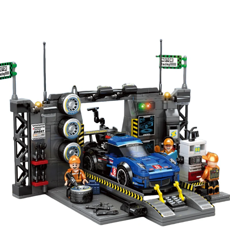 665 pcs SEMBO 714809 Racing track supply point scene - Image 5