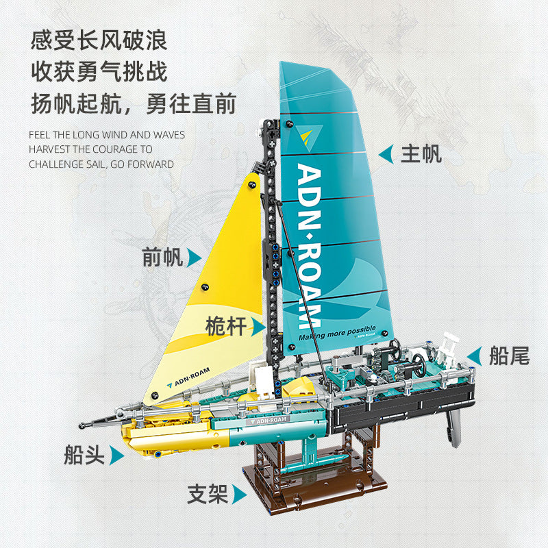 675 pcs JIESTAR 58123 Ocean Going Type 65 Sailboat - Image 2