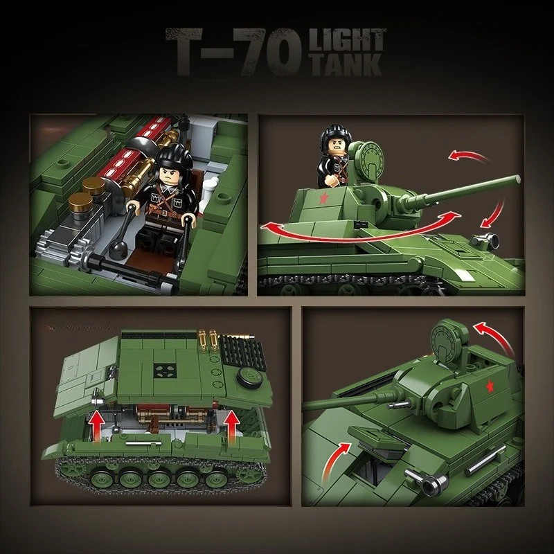 689pcs QUANGUAN 100291 T-70 LIGHTER TANK - Image 5