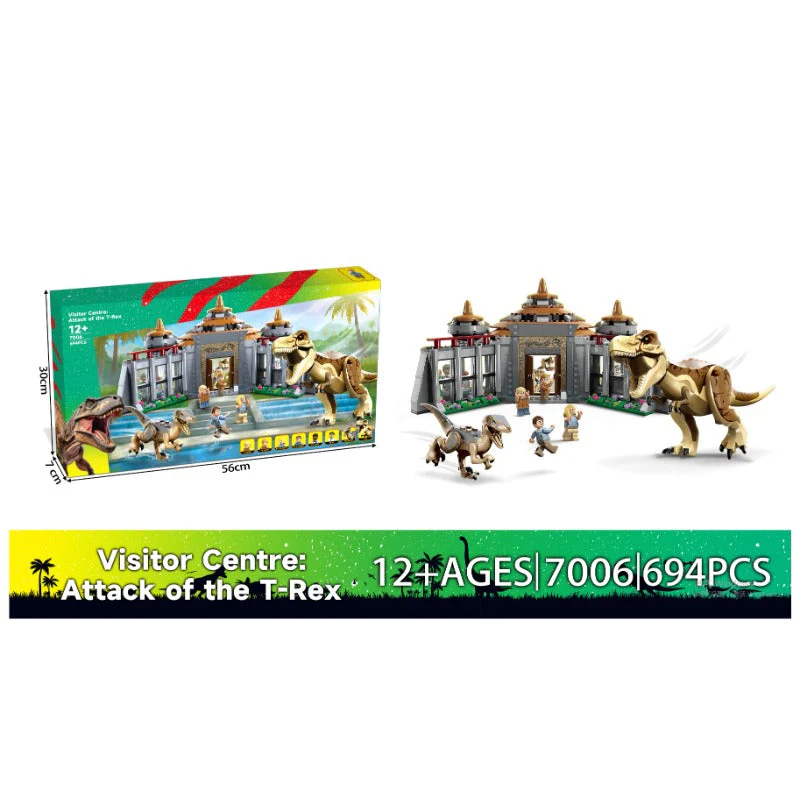 694PCS 7006 Visitor Centre: T. rex & Raptor Attack - Image 2
