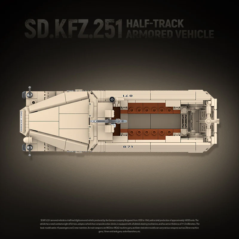 714pcs QUANGUAN 100319 SD.KFZ.251 HALF-TRACK ARMORED VEHICLE - Image 4