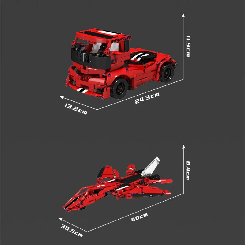 718pcs MouldKing 10076 Ferrari sports car 488 comes in three forms - Image 8