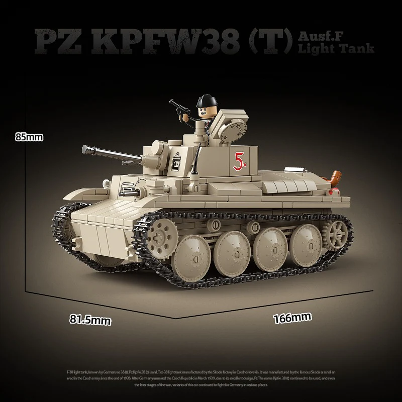 730 pcs QUANGUAN 100285 PZ KPFW38(T) Ausf.F Light Tank - Image 3