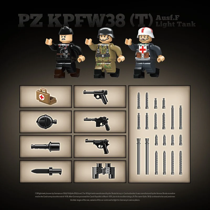 730 pcs QUANGUAN 100285 PZ KPFW38(T) Ausf.F Light Tank - Image 4