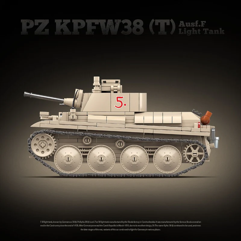 730 pcs QUANGUAN 100285 PZ KPFW38(T) Ausf.F Light Tank - Image 5