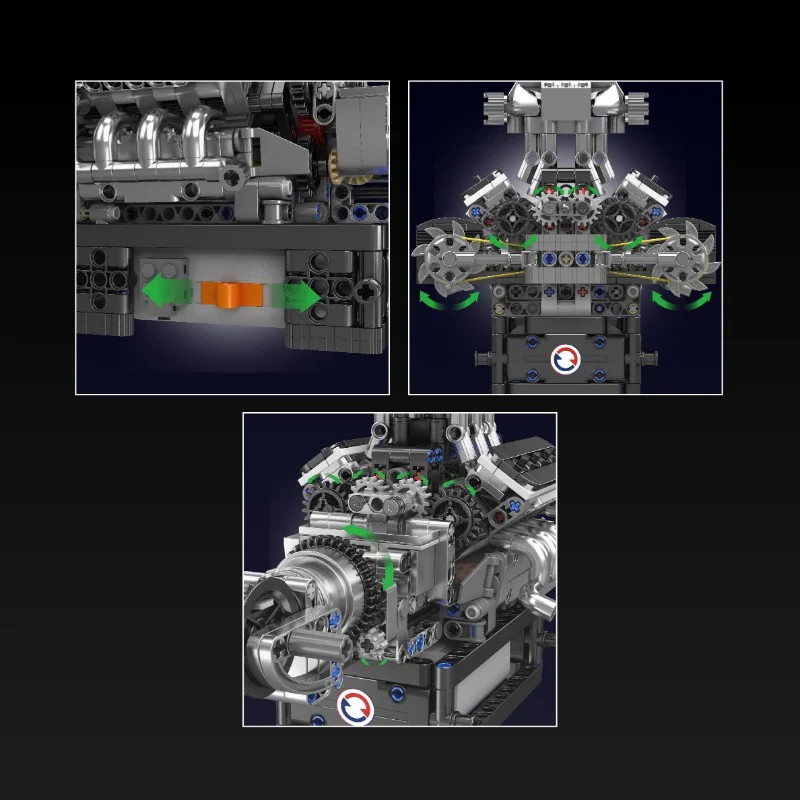 737+pcs Mouldking 10206 MCL sports car V8 engine (motor drive) - Image 3