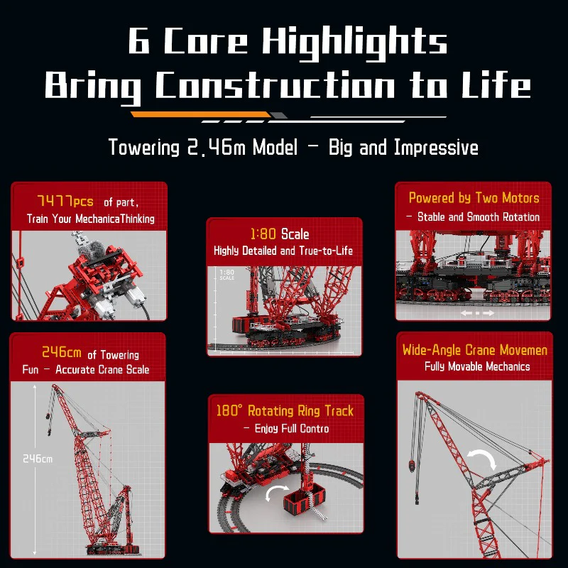 7477PCS Reobrix 22028 Ultra-Large Heavy Lift Crane SK6000 1:80 - Image 3