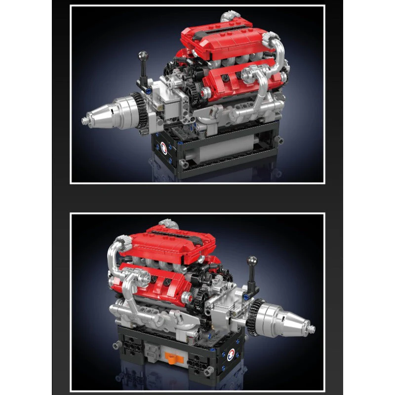 750 pcs MouldKing 10204 FE Sports Car V8 Engine (motor drive) - Image 2