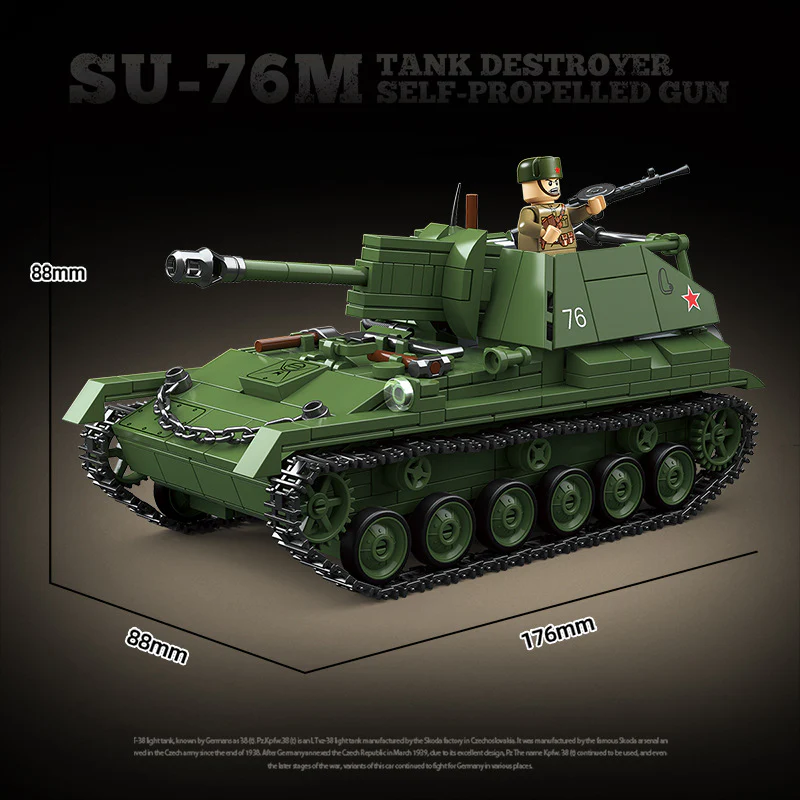 769pcs QUANGUAN 100296 SU-76M TANK DESTROYER SELF-PROPELLED GUN - Image 3
