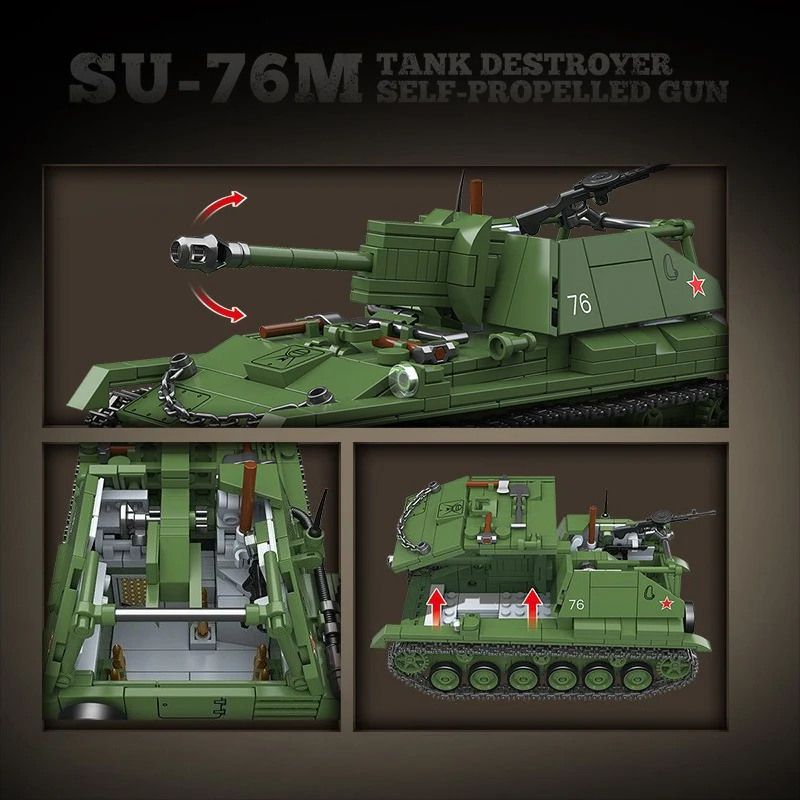 769pcs QUANGUAN 100296 SU-76M TANK DESTROYER SELF-PROPELLED GUN - Image 5