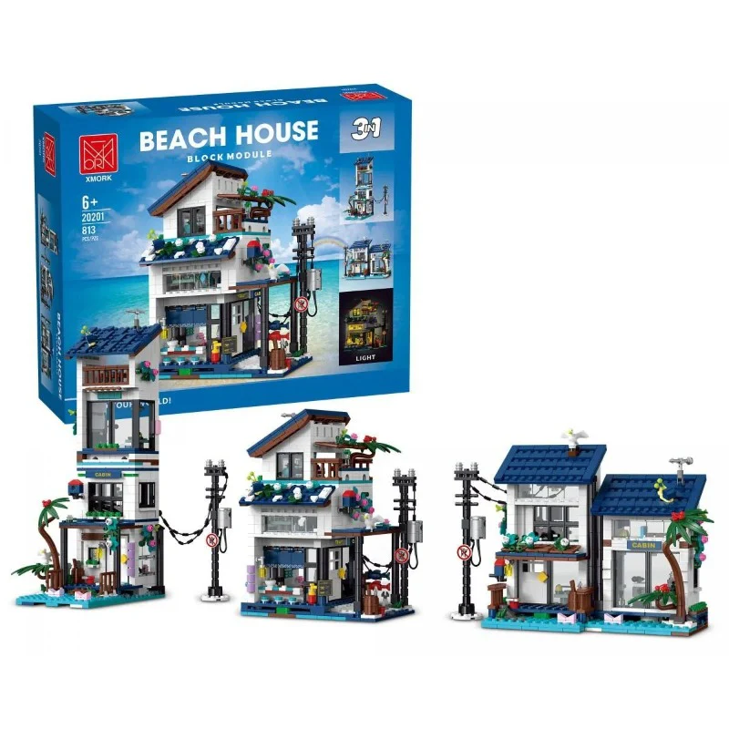 813pcs XMORK 20201 Beach House 3IN1 (Equipped with lighting) - Image 2