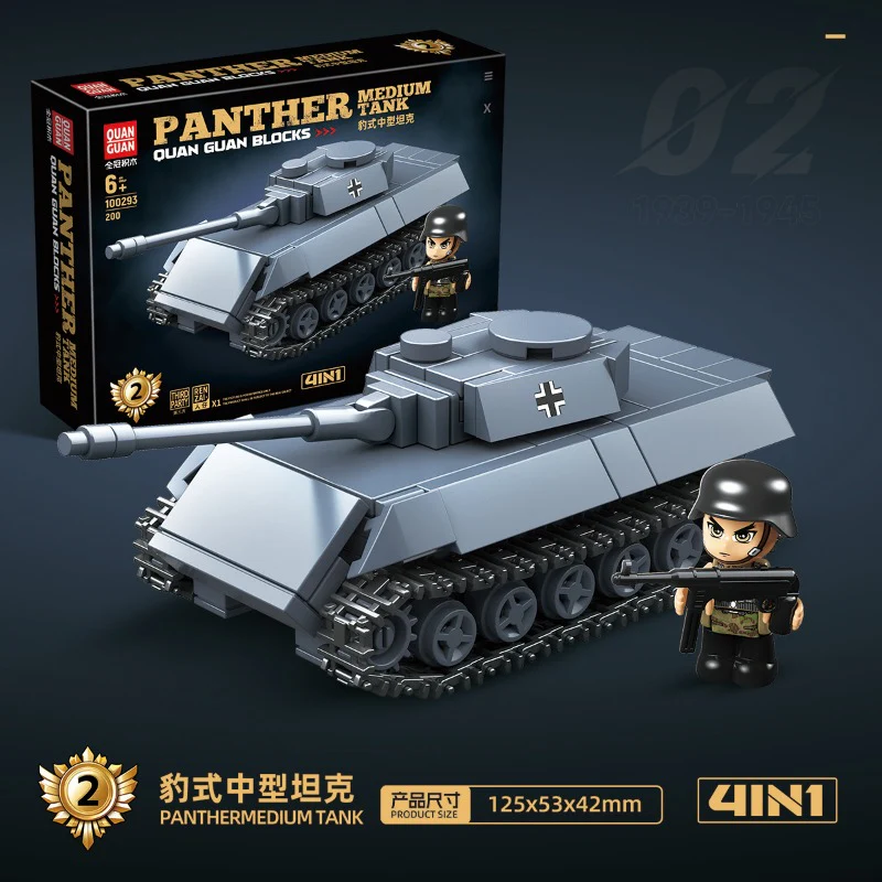 850 pcs QUANGUAN 100293 German-Soviet tank series: Tiger tank, Panther medium tank, KV-1 heavy tank, KV-2 heavy tank - Image 3