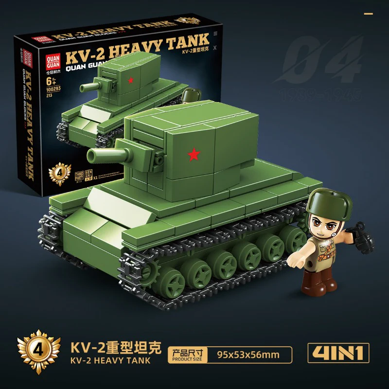 850 pcs QUANGUAN 100293 German-Soviet tank series: Tiger tank, Panther medium tank, KV-1 heavy tank, KV-2 heavy tank - Image 4