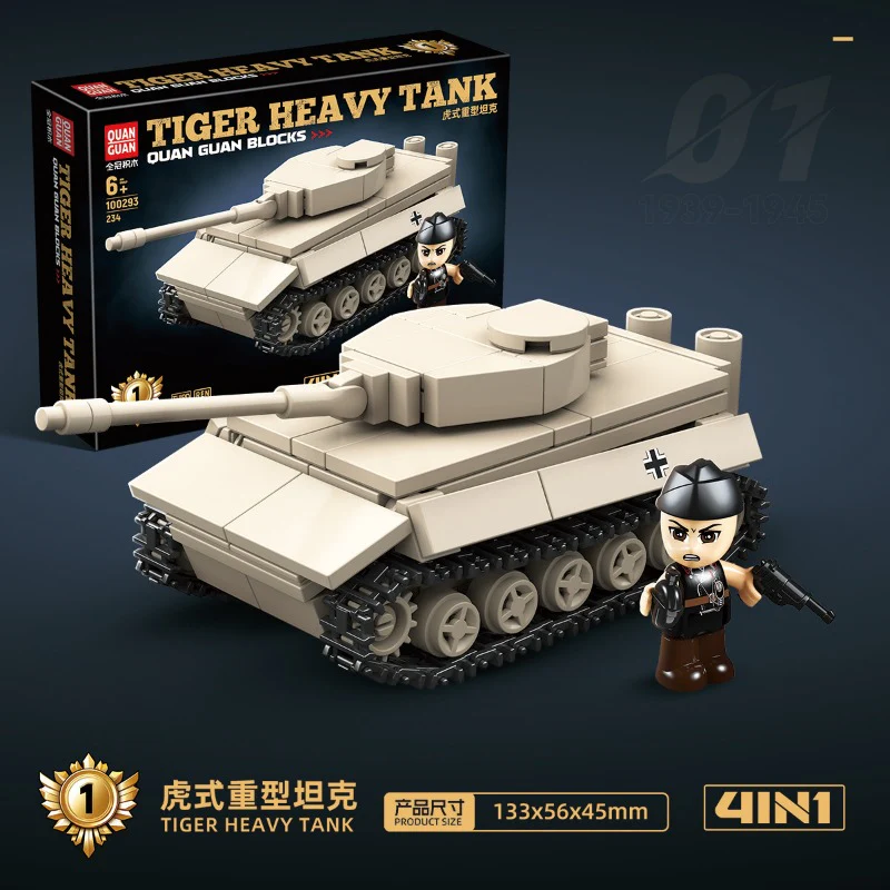 850 pcs QUANGUAN 100293 German-Soviet tank series: Tiger tank, Panther medium tank, KV-1 heavy tank, KV-2 heavy tank - Image 5