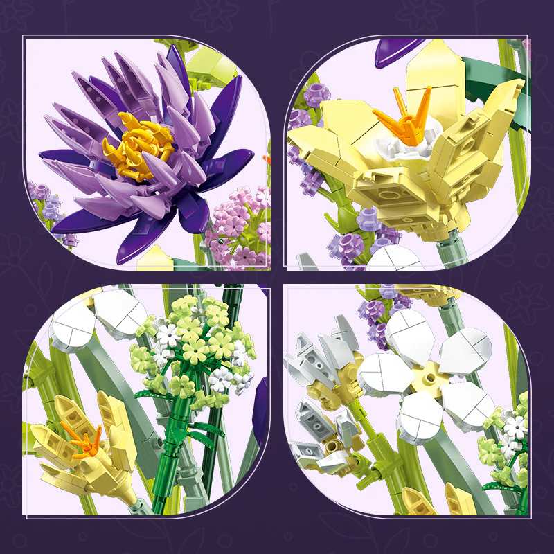891pcs JIESTAR JJ9046 BOTANICAL GARDEN TROPICAL FLOWER BOUQUET - Image 3