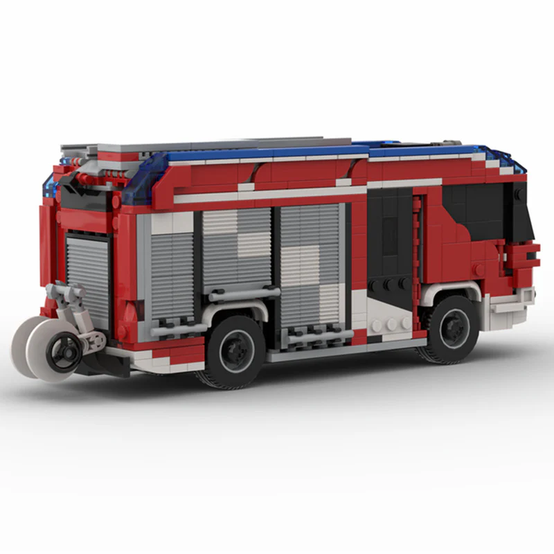 922pcs MOC-61354 Rosenbauer RT Hybrid fire truck engine - Berlin color markings - - Image 2