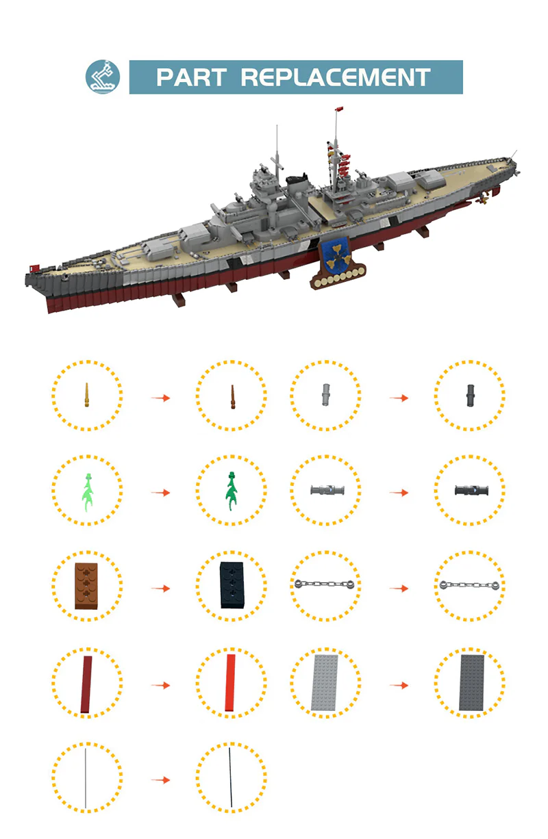 9393PCS MOC-84840,German battleship Bismarck - Image 5