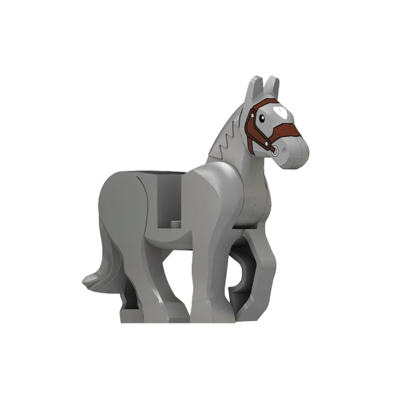 Ancient warhorses Light gray beige warhorse Minifigures - Image 2