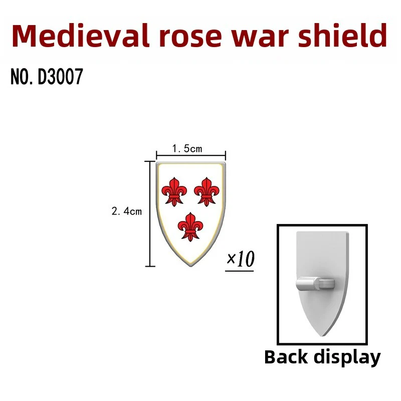 D3006-3011 Medieval Rose Wars Man's Shield - Image 3