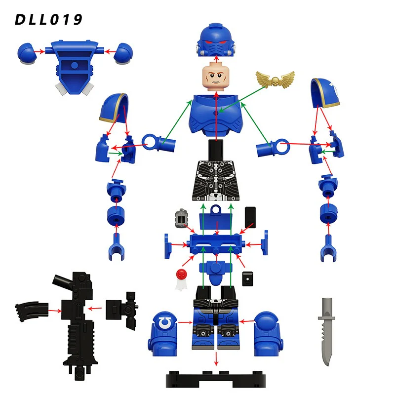 DLL016-021 Warhammer 40K Space Marine Ultramarines Minifigures (8.2CM) - Image 11
