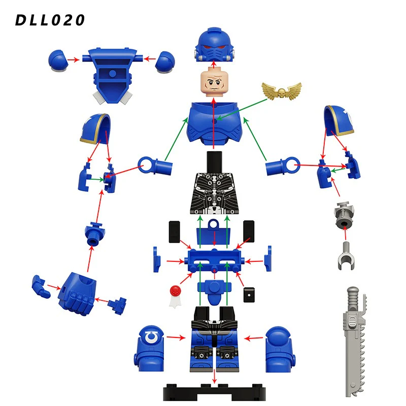 DLL016-021 Warhammer 40K Space Marine Ultramarines Minifigures (8.2CM) - Image 12