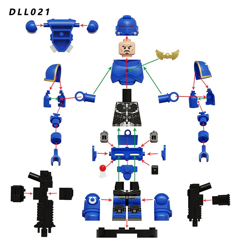 DLL016-021 Warhammer 40K Space Marine Ultramarines Minifigures (8.2CM) - Image 13