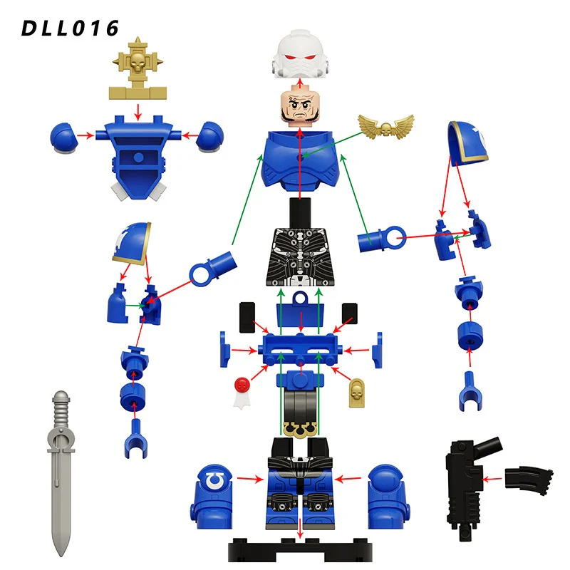DLL016-021 Warhammer 40K Space Marine Ultramarines Minifigures (8.2CM) - Image 8