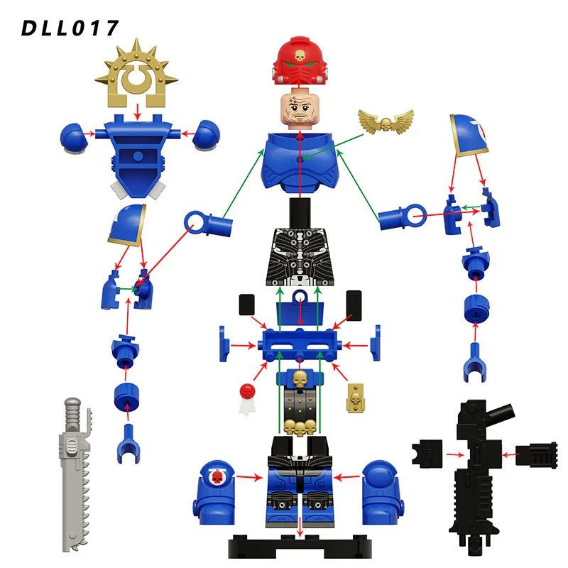 DLL016-021 Warhammer 40K Space Marine Ultramarines Minifigures (8.2CM) - Image 9
