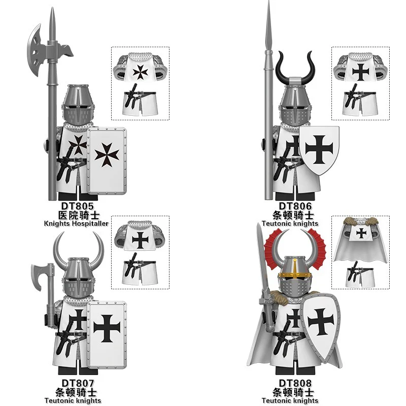 DT8901  medieval series Crusader Teutonic Hospital Heavily Armored Knight Minifigures - Image 3