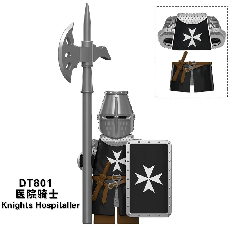 DT8901  medieval series Crusader Teutonic Hospital Heavily Armored Knight Minifigures - Image 4