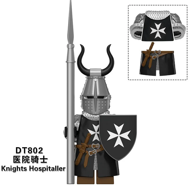 DT8901  medieval series Crusader Teutonic Hospital Heavily Armored Knight Minifigures - Image 5