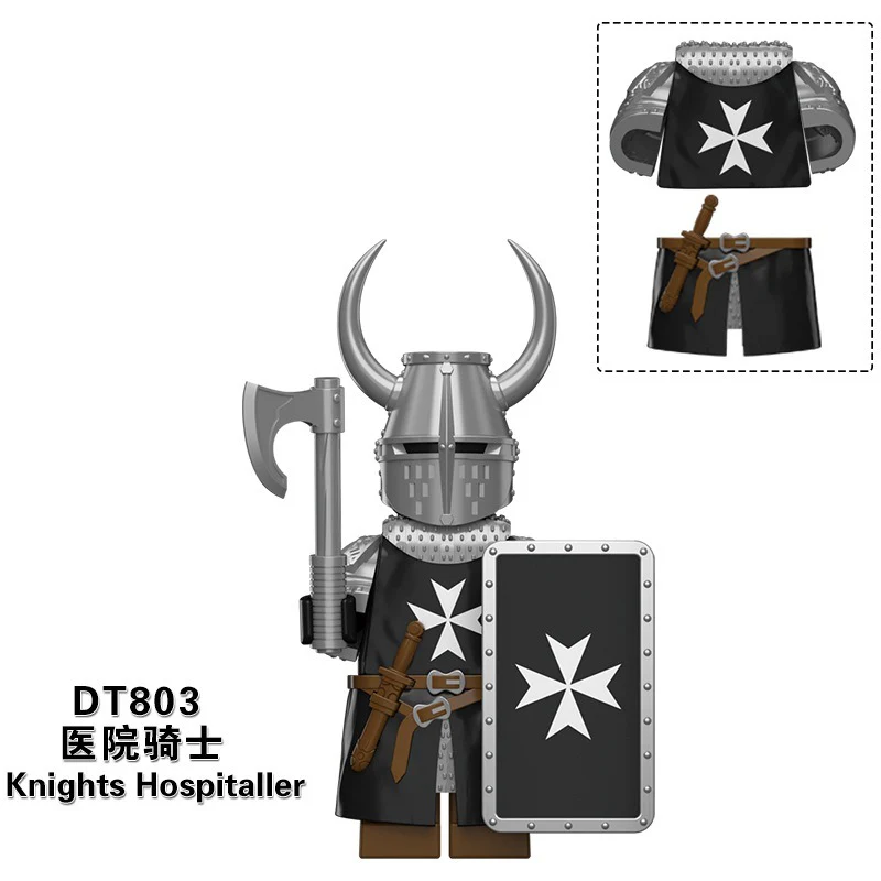 DT8901  medieval series Crusader Teutonic Hospital Heavily Armored Knight Minifigures - Image 6