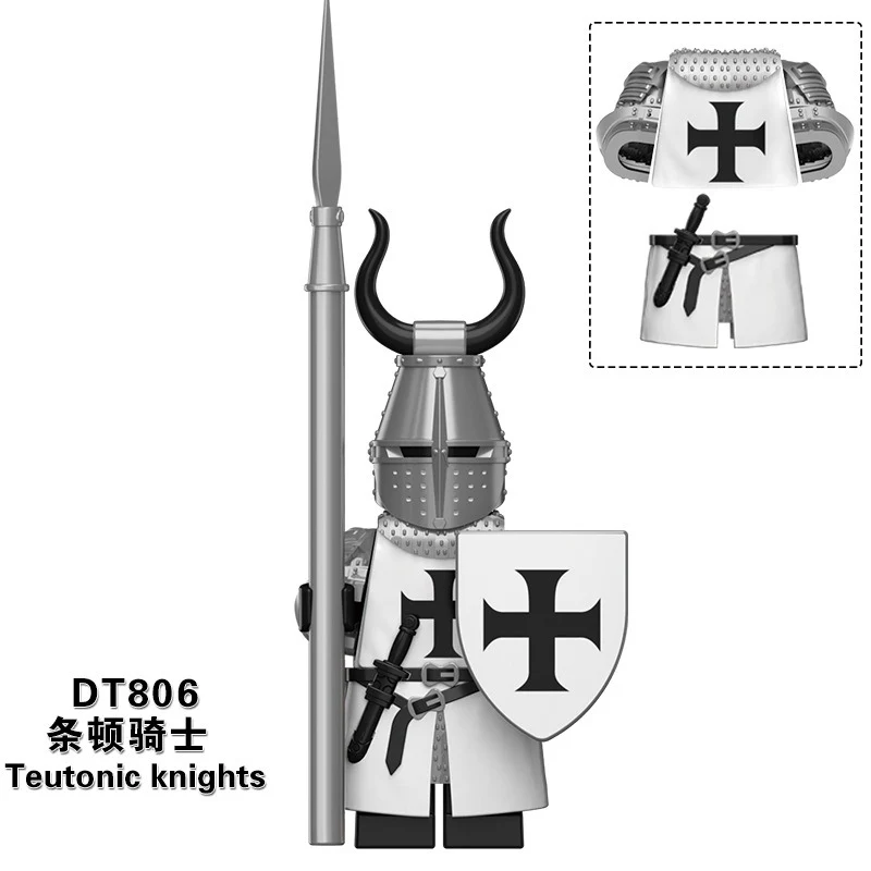 DT8901  medieval series Crusader Teutonic Hospital Heavily Armored Knight Minifigures - Image 9