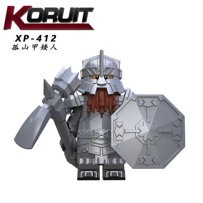 Dwarf series blue mine diamond-shaped solitary mountain armor dwarf  KT1054 Minifigures - Image 3