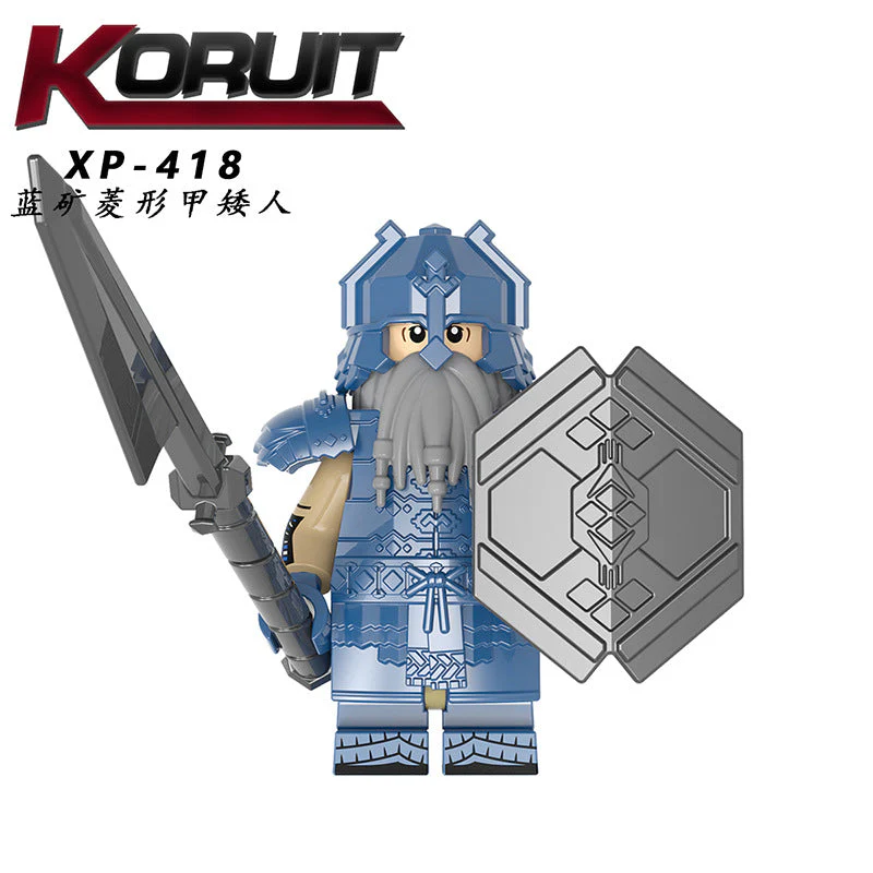 Dwarf series blue mine diamond-shaped solitary mountain armor dwarf  KT1054 Minifigures - Image 7