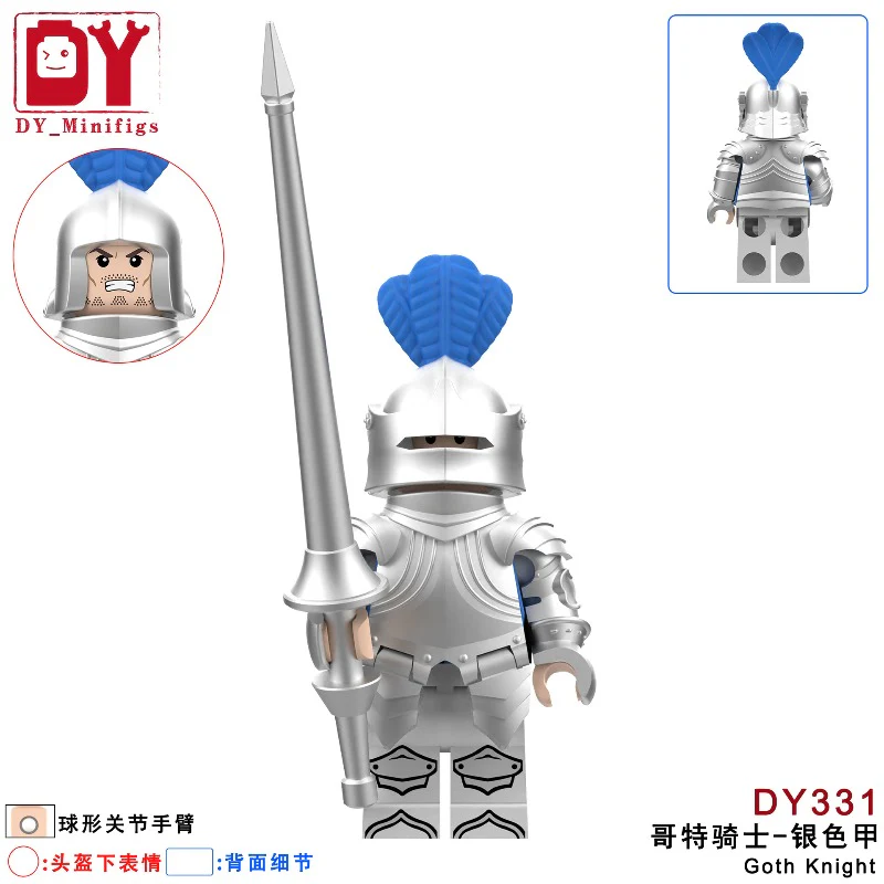 DY331-DY336 Medieval series Gothic cavalry Minifigures - Image 6