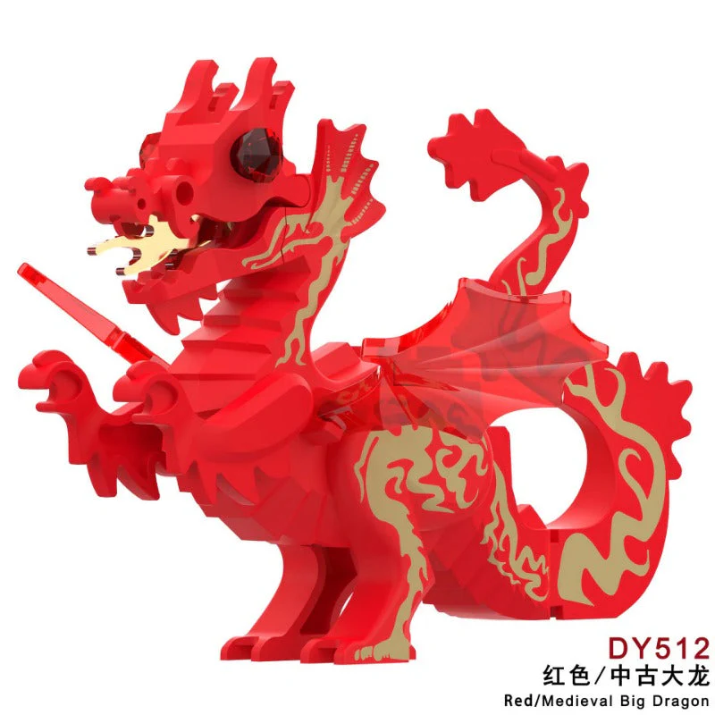DY509-516 Medieval Fire Dragon Medieval Castle Lion King Knight Mount Minifigure - Image 13