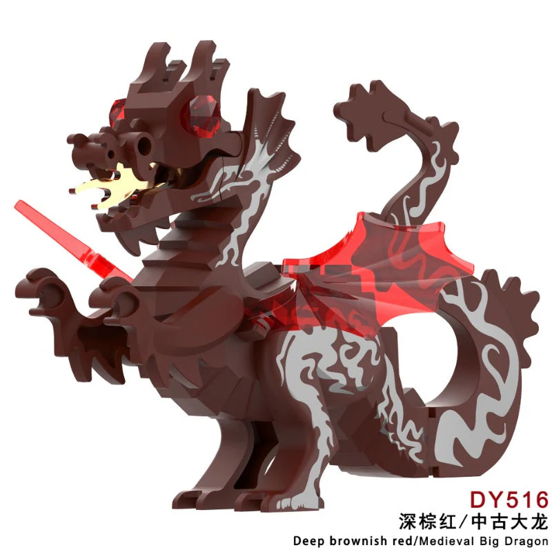 DY509-516 Medieval Fire Dragon Medieval Castle Lion King Knight Mount Minifigure - Image 17